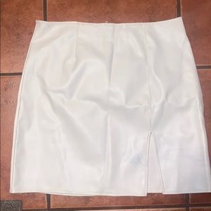 White Faux Leather Skirt